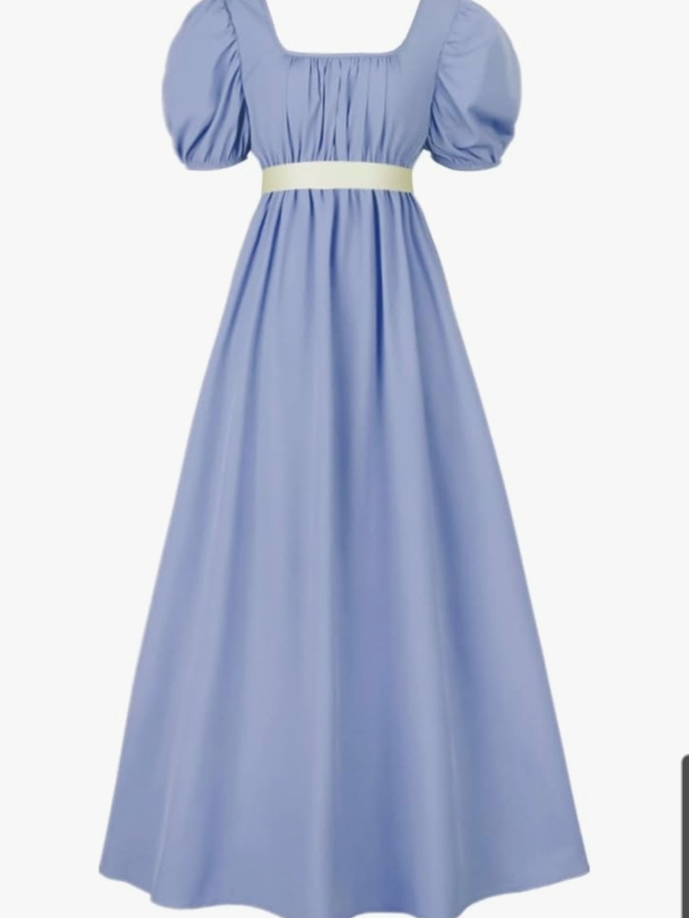 Womens Victorian Blue Regency Costume Dress With Cream Sash Small